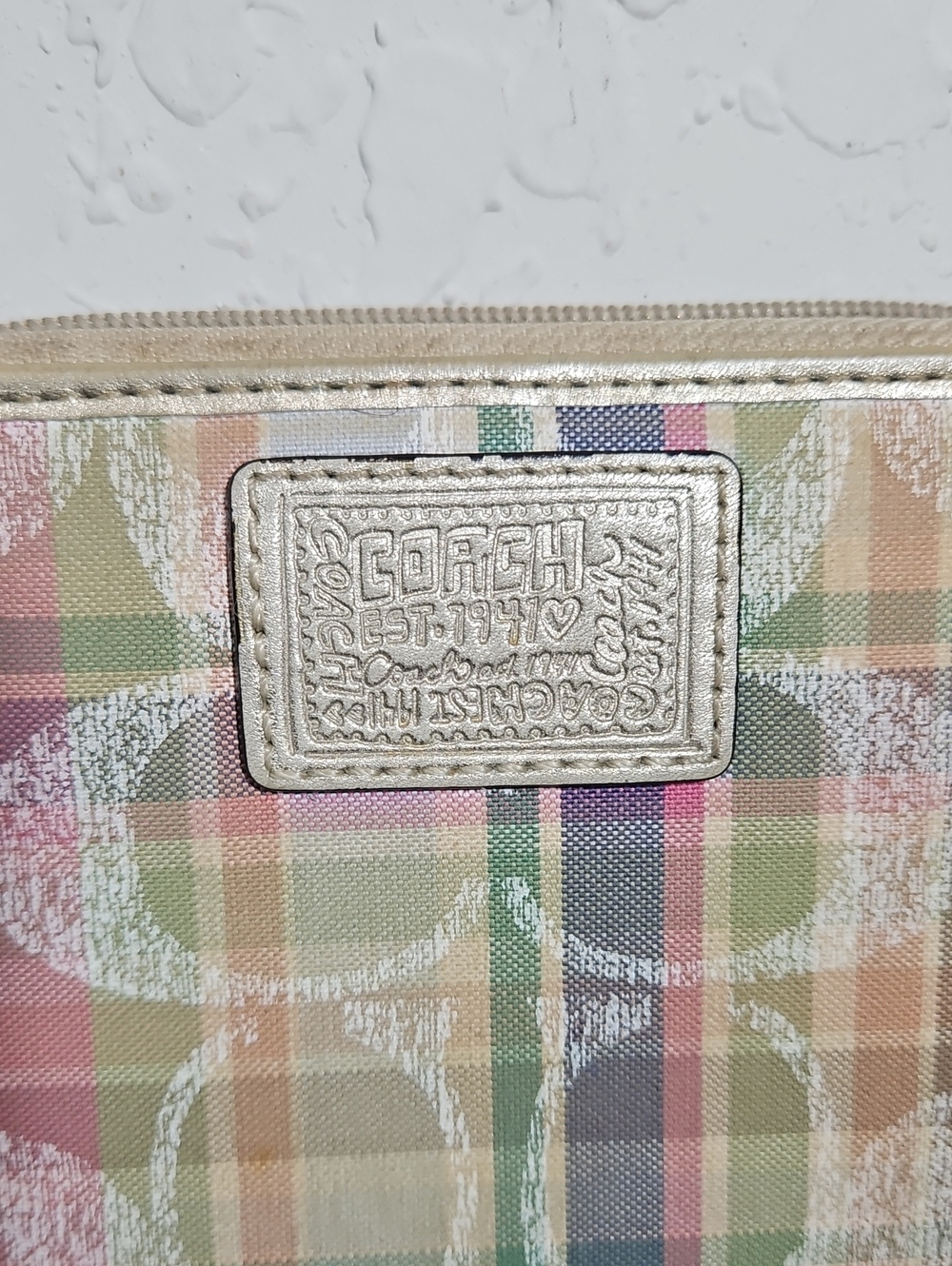 Coach Vintage Y2K Poppy Pastel Plaid Signature C Wristlet Wallet - Picture 4 of 16